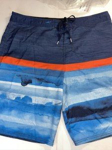 Men's Oneil  sz 38 Swim Board Trunks Blue Orange Stripe